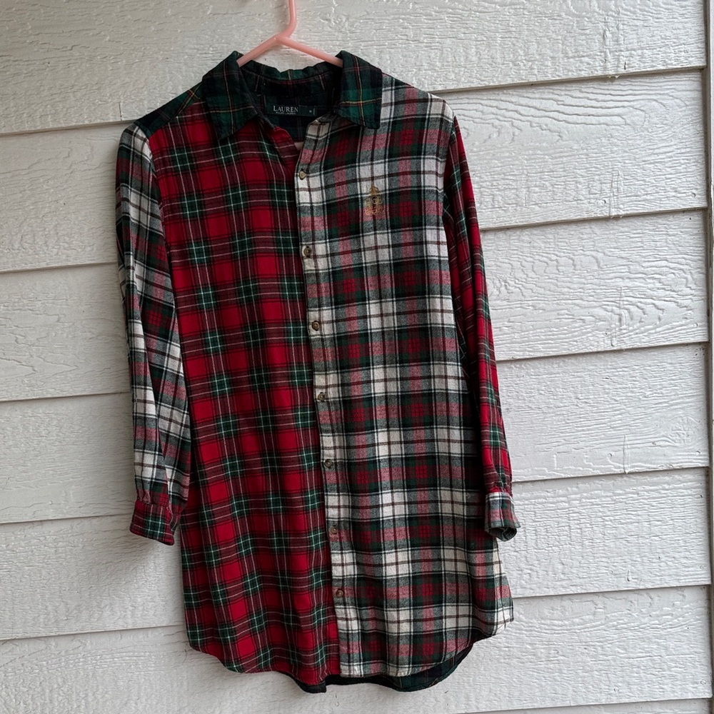 Ralph Lauren Plaid Long Sleeve Dress - Red and Green